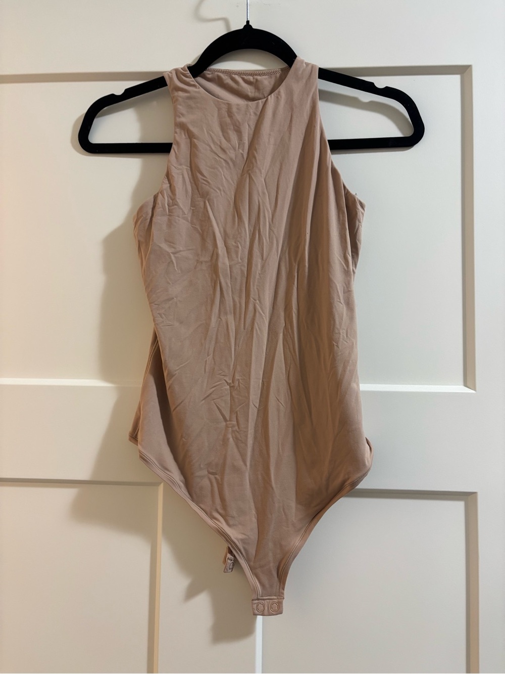 PINK Victoria's Secret High-Neck Beige Sleeveless Bodysuit